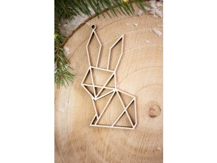 Drevená vianočná ozdoba Geometria zajac
