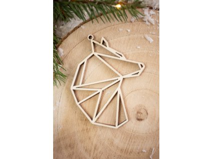 Drevená vianočná ozdoba Geometria vlk