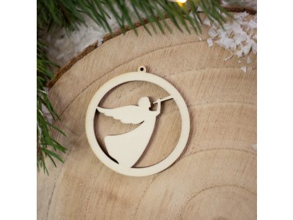 Drevená vianočná ozdoba Guľka anjel