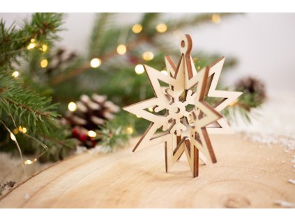 Drevená vianočná ozdoba 3D Hviezda 1