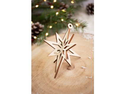 Drevená vianočná ozdoba 3D Hviezda 2