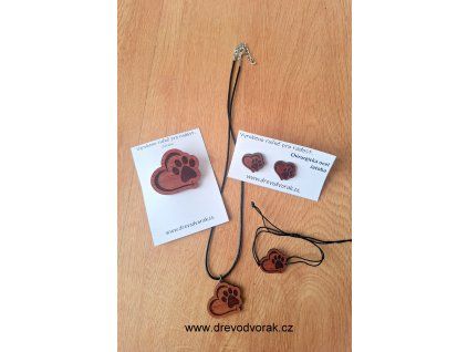 Dřevěné šperky TLAPKA SE SRDÍČKEM