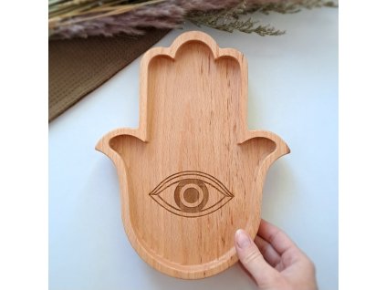 Talířek Hamsa – oko, dřevo