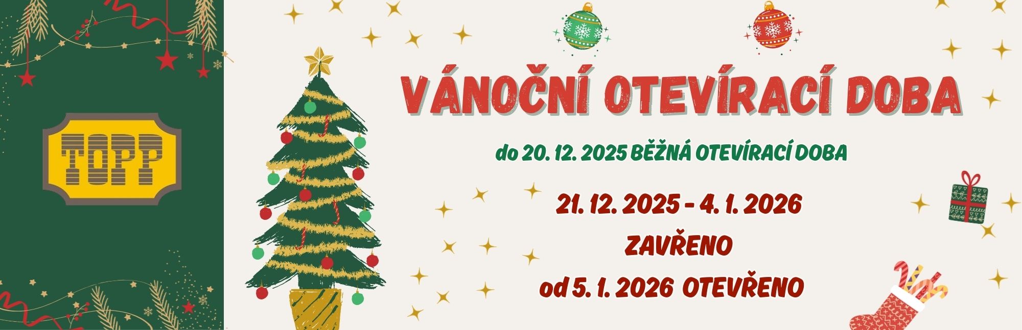 Vánoční otevírací doba 2025