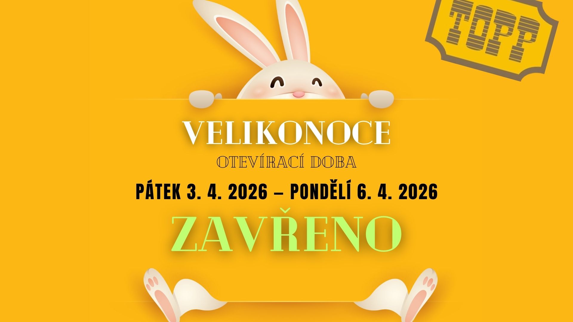 Velikonoční otevírací doba 2026