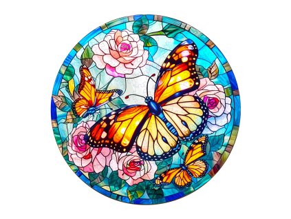 Drevene puzzle Motyli vitraz 1