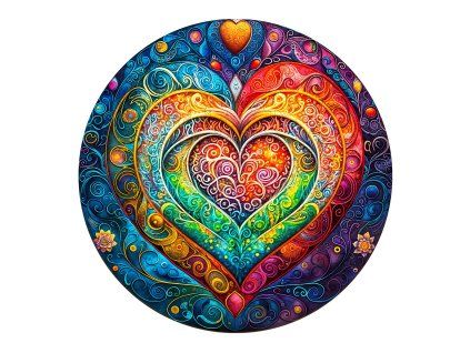 Dřevěné puzzle Barevné srdce 1