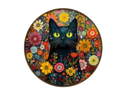 Dřevěné puzzle Kočka v zahradě 1