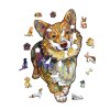 Drevene puzzle Chytry pes corgi 2