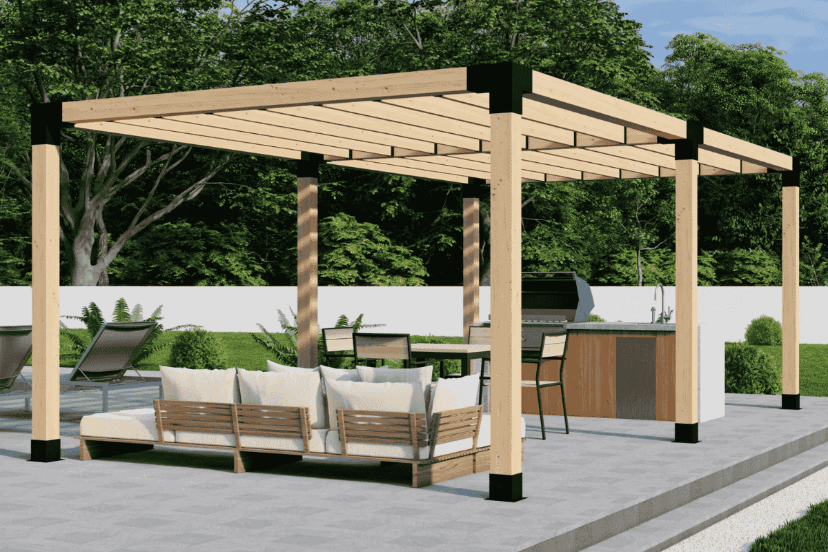 Stavba drevenej pergoly 6×3 m svojpomocne: Kompletný návod do 730€