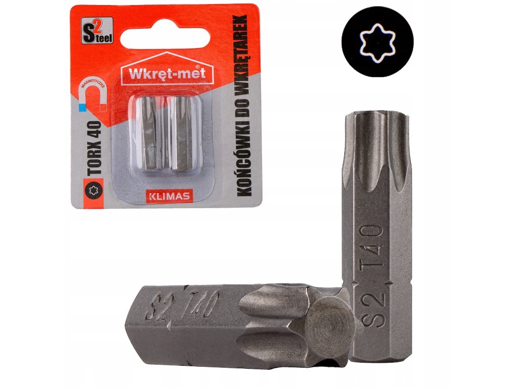 TX40 SKRUTKOVACI BIT S2 BLISTER 2KS KLIMAS EAN 5907704431510