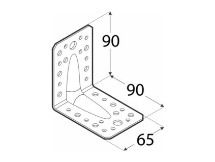 Kovový uholník s prelisom 90x90x65x2,5 mm (KP1).