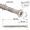 Nerezove skrutky do dreva 5x50 mm 100 ks terasove TORX A2 Klimas WN Kod vyrobcu WN 50050 A2