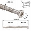 Nerezove skrutky do dreva 5x80 mm 100 ks terasove TORX A2 Klimas WN Kod vyrobcu WN 50080 A2