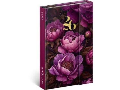 Týdenní magnetický diář 2026 Fialové květy  Týdenní magnetický diář 2026 Fialové květy
