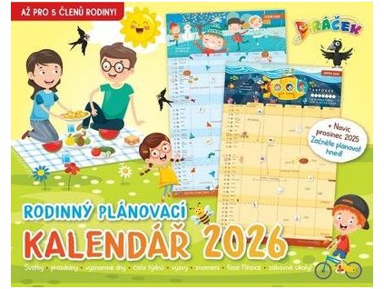 Dráčkův nástěnný rodinný plánovací kalendář 2026 - nástěnný kalendář  Dráčkův nástěnný rodinný plánovací kalendář 2026 - nástěnný kalendář