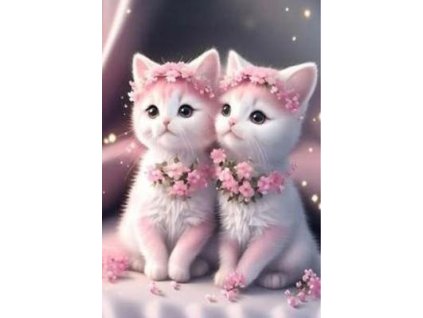 Diamantové malování Růžová koťátka  Diamantové malování Růžová koťátka