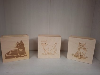 Dřevěná krabička malá bílá kočka  Dřevěná krabička malá bílá kočka 13x6 cm