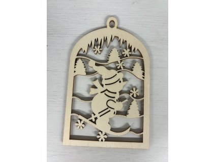 Dřevěná dekorace Sněhulák