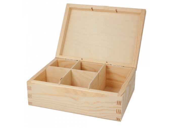 Dřevěná krabička na čaj 5 s přepážkou
