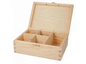 Dřevěná krabička na čaj 5 s přepážkou zámek