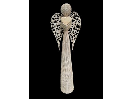 anděl přírodní 100cm dřevěné srdce