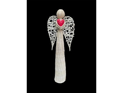 anděl bílý 70cm červené srdce