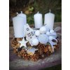 Adventní věnec v bílo-stříbrném stylu – průměr 20 cm