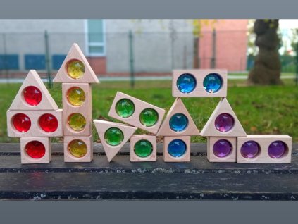 Sada 5 čtverců + 5 trojúhelníků + 5 obdélníků kuk-kostky