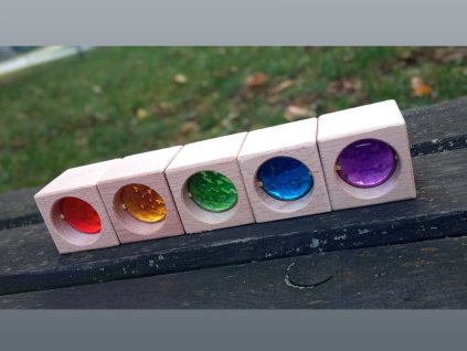 Sada 5 krychliček kuk-kostky (2 sklíčka)