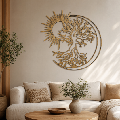 golden tree art in nice interior