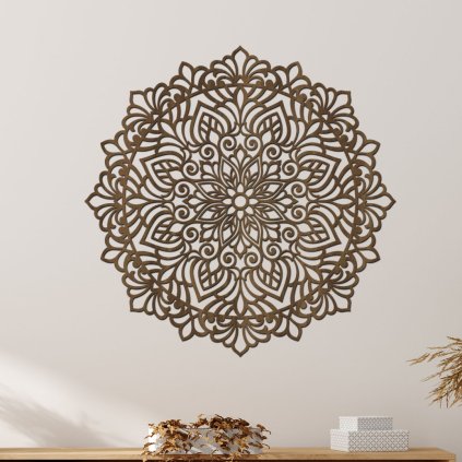 drevena mandala na zed hojnost orech