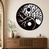2 dílný dřevěný strom YING YANG na stěnu