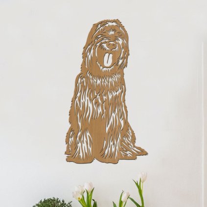 Dřevěný obraz psa BRIARD (Rozměry (cm) 23x40, Barevný vzor Horský dub)