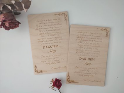 Poďakovanie, tabuľka 1