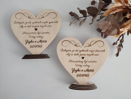 podakovanie srdiecko na stojane