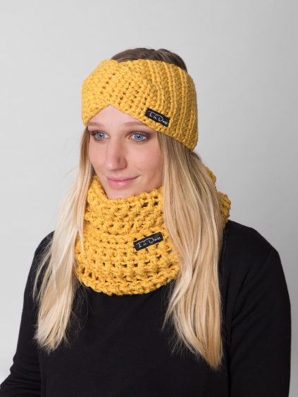 Drexiss háčkovaný set čelenka TWIST OKR a nákrčník