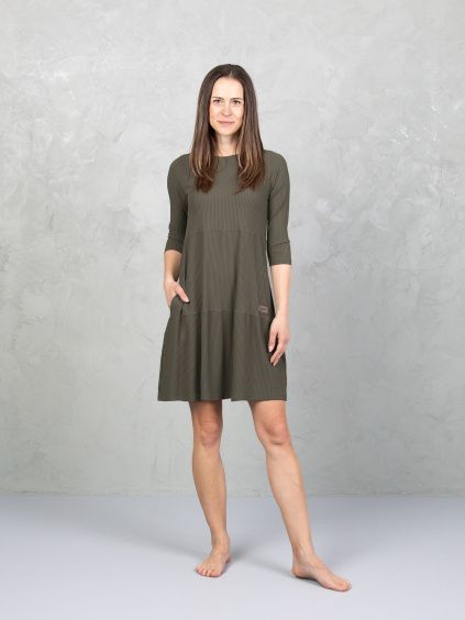 Drexiss šaty SOFIE SILK SPRING DARK KHAKI