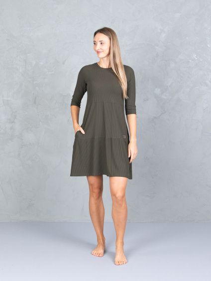 Drexiss šaty SOFIE SILK SPRING DARK KHAKI