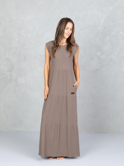 Drexiss šaty SOFIE SILK MAXI TAUPE GREY