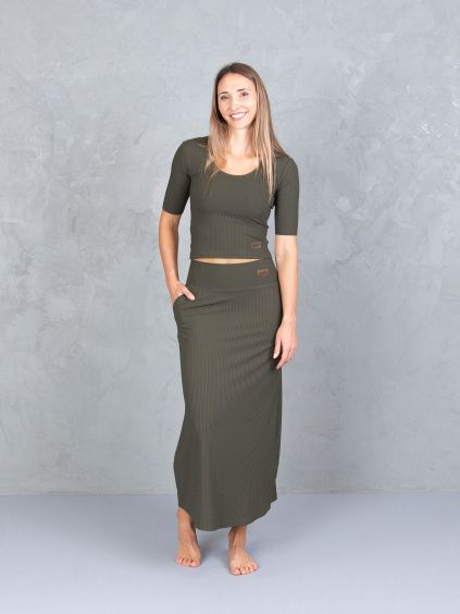 Drexiss sukně CALLA MAXI DARK KHAKI, Drexiss tričko GRACE DARK KHAKI