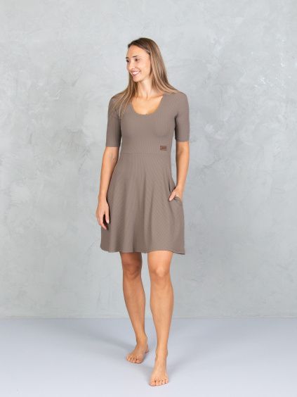 Drexiss šaty LORA SHORT TAUPE GREY
