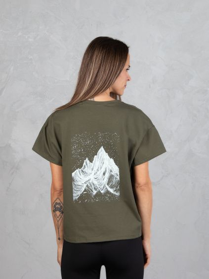 Drexiss tričko FLOW SNOW MOUNTAINS DARK KHAKI