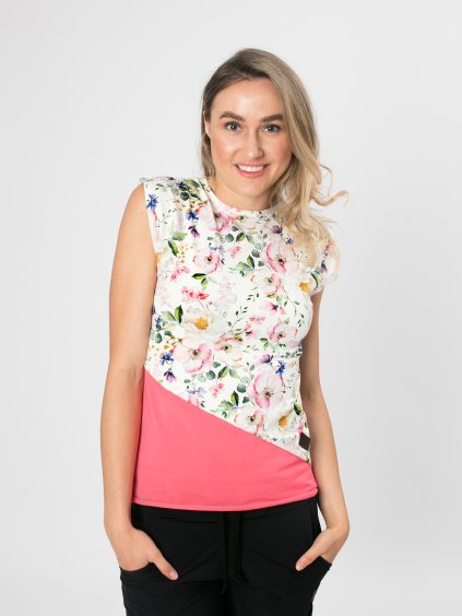 Drexiss tričko LINE FLOWERS KORAL