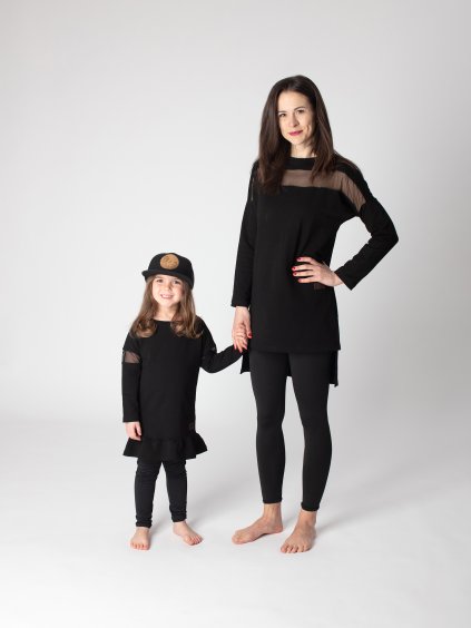 Drexiss TUNIKA MESH BLACK, Drexiss dětské mikinošaty s kanýrem MESH BLACK
