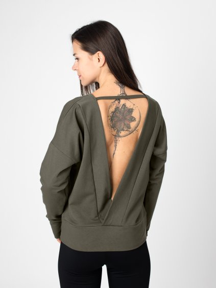 Drexiss mikina YOGA DARK KHAKI záda