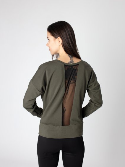 Drexiss dámská mikina YOGA MESH DARK KHAKI