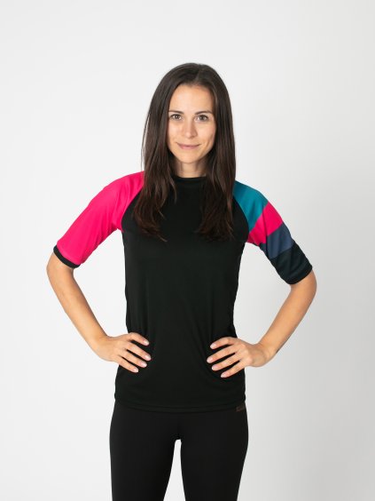 Drexiss ZONE STRIPE PINK COOLMAX krátký rukáv