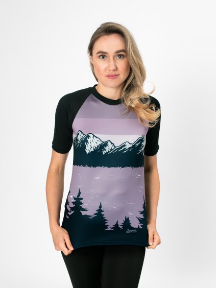 Drexiss FULL MOUNTAINS VIOLET COOLMAX krátký rukáv