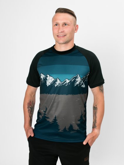 Drexiss pánské FULL MOUNTAINS PETROL COOLMAX krátký rukáv
